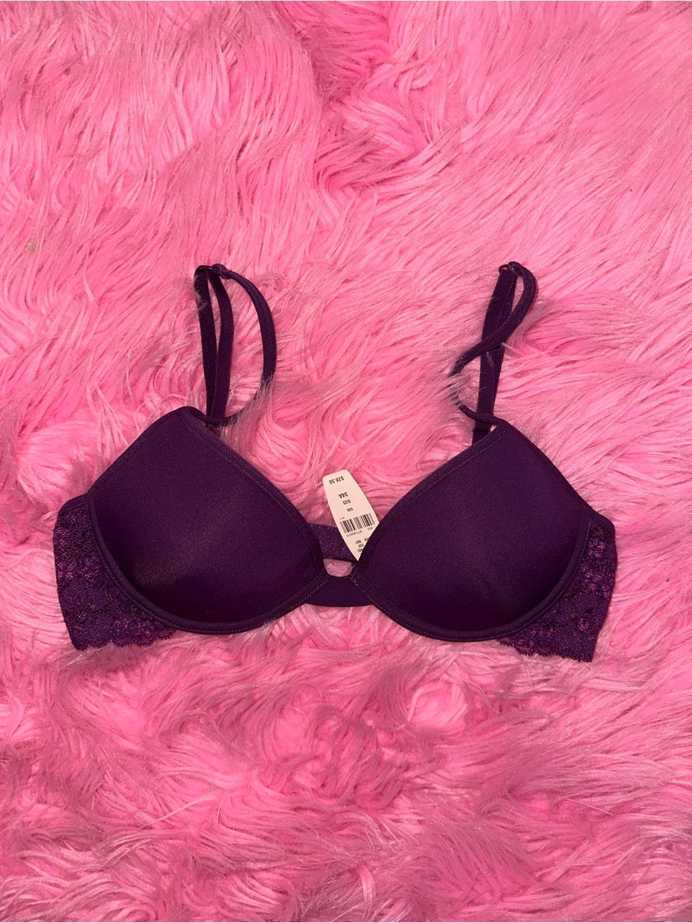 PINK Victoria's Secret Deep Purple Lace Push-Up Bra